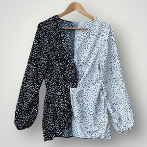 5 for $40 Asos Top Blouse Shirt Size 12 Polka Dot Black White
